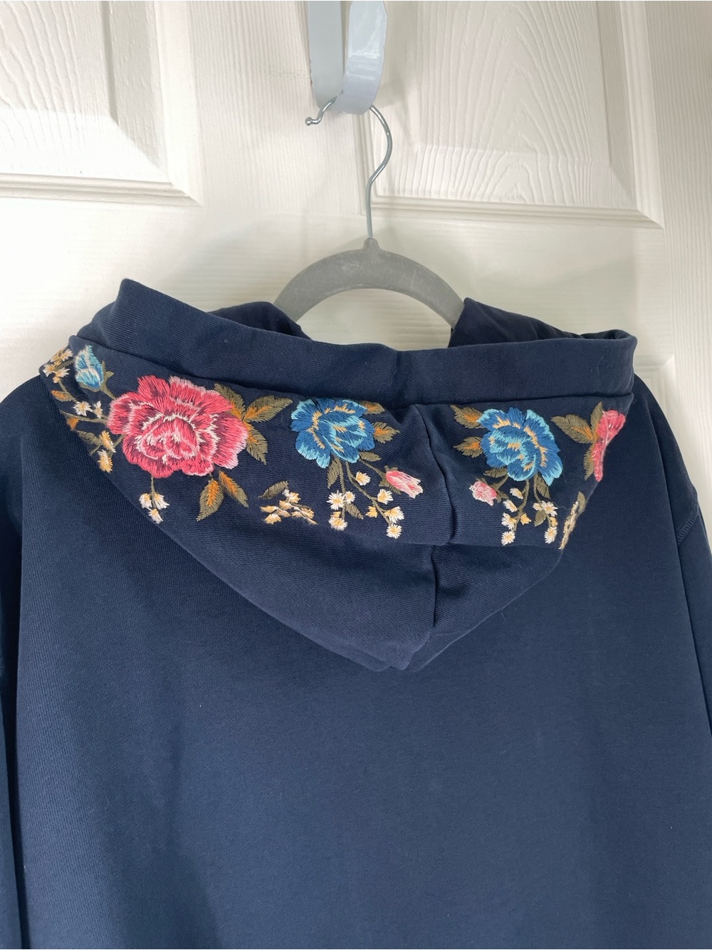 Driftwood "Blue Bell Fleur" Embroidered Zip Hoodie Navy XL (Hood Details) - Picture 4 of 10